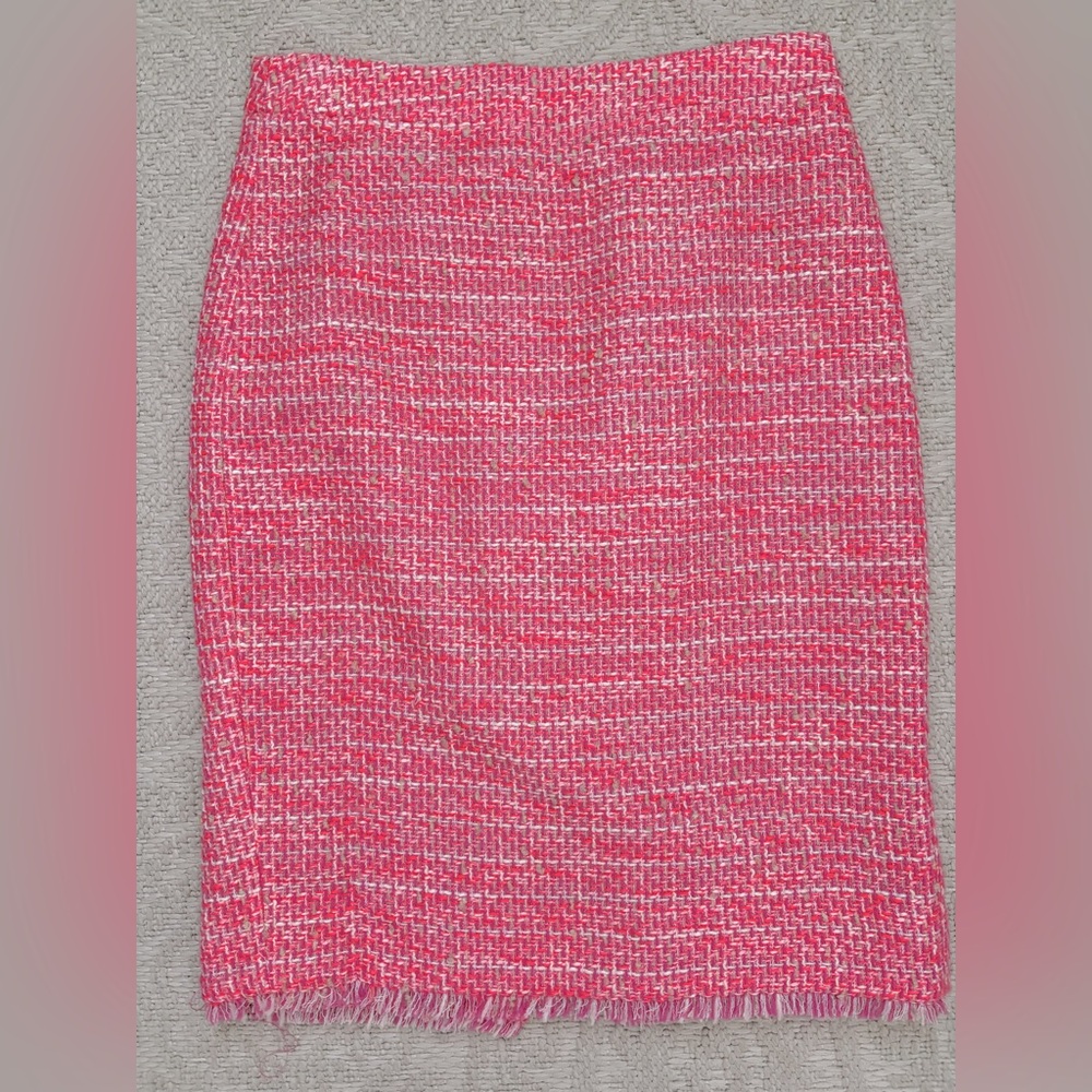J. Crew - Tweed Vibrant Pink Pencil Skirt
